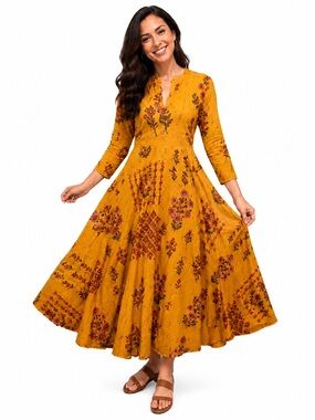 100% cotton floral printed Anarkali Kurta